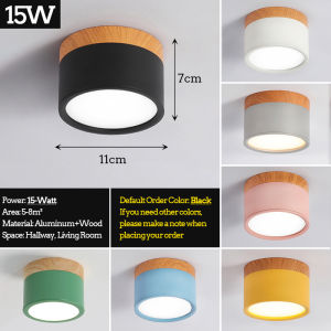 LANTU Nordic-Style Solid Wood Log Ceiling Bedroom Living Room Simple round Led Entrance Aisle Corridor Light Surface Mounted Downlight