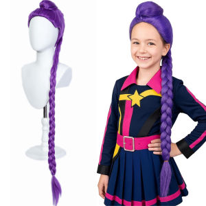  วิกผมสังเคราะห์ วิกผมคอสเพลย์วงเกิร์ลกรุ๊ปเคป๊อป วิกผมฮาโลวีนสำหรับผู้หญิง วิกผมใยสังเคราะห์สีม่วงผสมสำหรับผู้หญิง