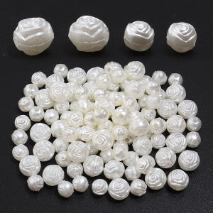 200-300pcs/lot 6/8mm Vintage Beige Rose ABS Imitation Pearl Beads Coral Bud Loose Spacer Beads For Jewelry Making Accessories