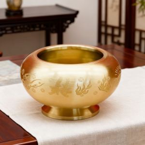 Rotating Brass Treasure Bowl Feng Shui Wealth Money Bowl Office Desk Fortune Decor Treasure Pot