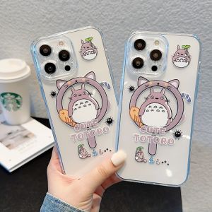 CrashStar MagSafe Cute Cartoon Animal Transparent Clear Soft Silicone Phone Case For iPhone 16 15 14 Pro Max Plus 13 12 11 Pro Max Wireless Charging Phone Casing Shockproof Cover Shell With Full Cover Lens Camera Protection