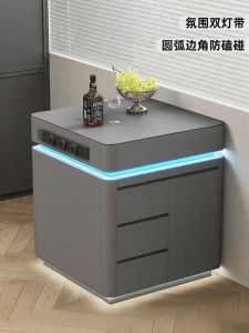 Portable Mini Island Desk Independent Rock Board Storage Cabinet for Small Apartments Modern Simple Style Furniture Design