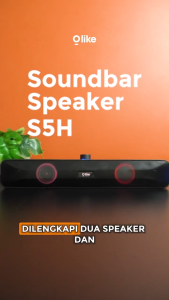 OLIKE Speaker Soundbar S5H + RGB 1200mAh Surround Sound 10W Subwoofer Stereo Bass Max | Waktu Pemutaran 5 Jam | Speaker Bluetooth untuk Komputer & Laptop dengan Port Android AUX dan USB