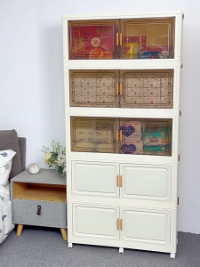 S-Aigrill ตู้เก็บของพับได้ ใหญ่มีล้อเลื่อน ตู้เก็บของพลาสติก ตู้เก็บของวัสดุ PP หนา กล่องเก็บของในครัวเรือน ​ตู้เก็บของ ตู้เก็บของอเนกประสงค์ ​กันฝุ่น โปร่งใส พื้นที่กว้าง