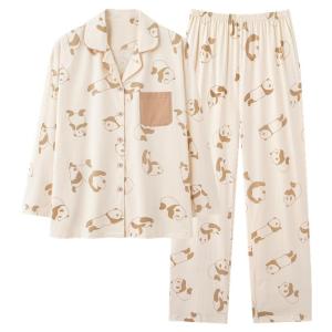 MiiOW | Pure Cotton Sleepwear Womens Loose Comfortable Long Sleeve Home Clothes Set Suitable For Outdoor Spring Autumn Season