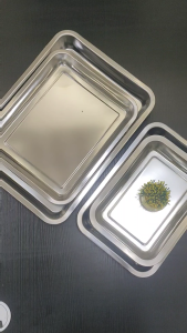 3PCS STAINLESS STEEL FOOD TRAY BARBECUE TRAY BAKING TRAY SERVING TRAY KITCHEN TRAY DURABLE ( TONY )
