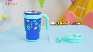 410ml/500ml Kids Tumbler with Handle Stainless Steel Double Wall Vacuum Insulated Tumbler with Straw