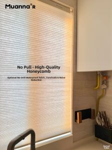 Cordless No-Drill Waterproof Blackout Thermal Honeycomb Blinds for Kitchen Bathroom