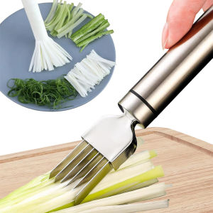 Stainless Steel Green Onion Cutter Slicer Tool Kitchen Gadget for Chopping Shredding and Dicing(Silver)
