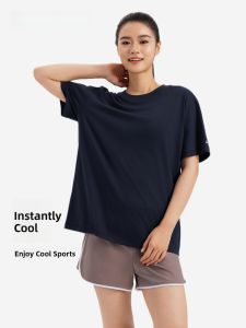 Decathlon Sport Womens T-Shirt Summer New Loose Cool Feeling Sweat Absorbent Breathable Fitness Clothes Short Sleeve round Neck
