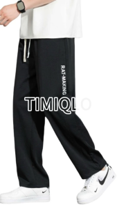 TIMIQLO Mens Elastic Waist Sports Pants Korean Fashion Trend Drawstring Pants Casual Pants
