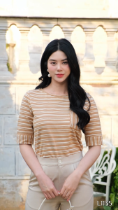 Áo thun thiết kế trẻ trung thời trang với chất liệu Thun sọc cao cấp dễ chịu tháng mát AN4L1135 Thời trang Thiều Hoa