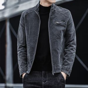 ROMON | Lormen Mens Denim Jacket Spring Summer New Style Youth Trendy American Retro Casual Stand Collar Workwear Outerwear Autumn