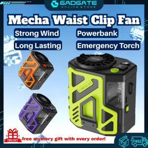 Portable Outdoor Waist Fan Clip Fan USB Rechargeable Hanging Fan Long Lasting Sports Camping Fan Emergency Torch Powerbank For Fishing Hiking Running
