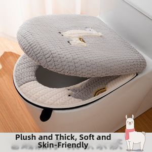 YUEYOUXIN | Cute Thick Fleece Waterproof Adjustable Toilet Seat Cover Set