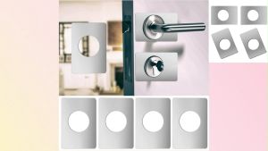 4pcs Door Reinforcement Plate Stainless Steel Door Lock Repair Plate Door Hole Cover Filler Fixing Plate