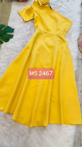 MyDu Shop | Đầm Xòe Dài Dự Tiệc MS 2467 – Vai Xéo Đính Hoa Hồng Chất Phi Tapta Sang Trọng