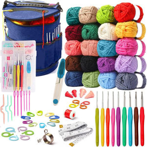 Crochet Kit for Beginners Adults and Kids Complete Starter Set to Make Amigurumi and Other Projects – Includes 20 Colors Yarn