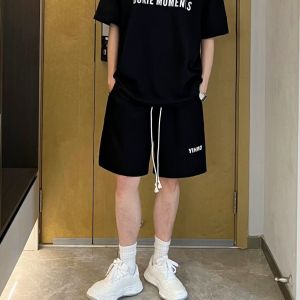 ฤดูร้อน ผู้ชายใหม่ เชือกรูด กางเกงขาสั้น คุณภาพสูง ลำลอง หลวม แฟชั่นห้าส่วน กางเกง ขาตรงยอดนิยมของเยาวชน กางเกงขายาว