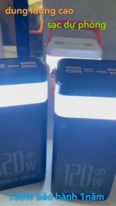 Sạc dự phòng 90000mAh sạc nhanh 120W pin PD20W dung lượng lớn có dây cắm nhiều điện thoại LED