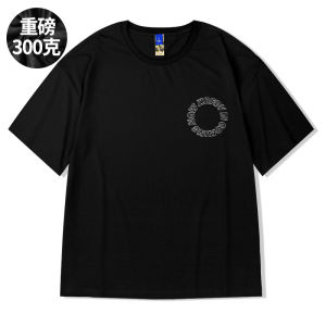 Heavyweight Pure Cotton Mens Short Sleeve T-shirt Summer New Style Letter Print Base Shirt Loose Large Size Upper Apparel