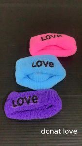 STIPA Ikat Rambut Tulisan Love Donat Kuncir Kunciran Cepol Karet Tebal Hair Band Kain Handuk LZ
