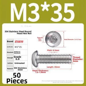 BAIRUITE | Round Head Hex Screw 304 Stainless Steel