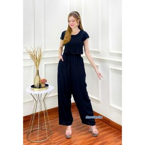CELANA PANJANG WANITA POLOS PINGGANG KARET BAHAN RAYON ADEM