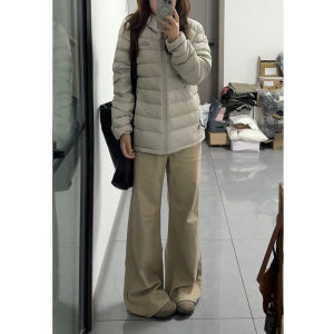 Extended American Style Khaki Low Waist Flared Jeans Women Loose Fit Autumn Bell Bottoms High Waist Straight Leg Jeans