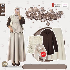 INFINITY-One Set Wanita Kekinian Rok | Bella Square CreamKemeja Polos CoklatVest Cherish IvoryRok Joda Ivory | One Set Rok -LP62