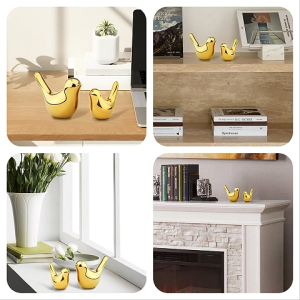 【READY STOCK】Ceramic Golden Bird Ornaments/Nordic Modern Art/Simple Style Model Room Decor/Tabletop Living Room Decor