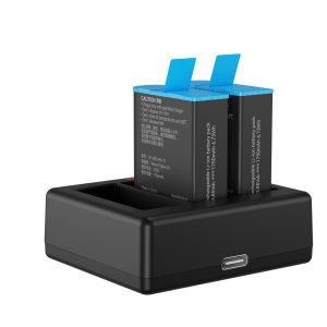 TELESIN 2 Batteries + Battery Charger Set with Charging LED Quick Charge Battery Charger for GoPro Hero 12 11 10 9 Action Camera Accessories