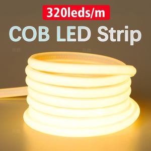 COB LED Strip Lights 220V/110V LED Rope White/Warm White/Natural White for Outdoor Garden Bedroom Kitchen Backlight Lighting