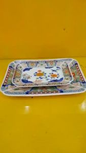 Cặp đĩa ngũ sắc nội địa Nhật size 30*20 và 20*15cm (mã 922)