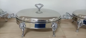 XINHONG Chafing Dish Buffet Set Buffet Servers Stainless Steel Dish Buffet Food Warmer for Parties Dinners and Catering Two Burner 4L