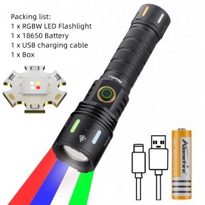 Alonefire | Alonefire RGB LED Fill Light Zoom Flashlight High Power Rechargeable Emergency Torch Outdoor Camping Hiking Hunting Fishing Lamp