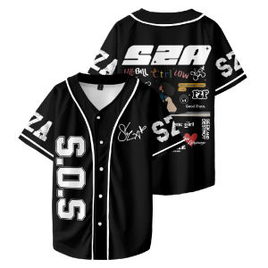 SZA Jersey SOS Blind New Album T-shirt V-Neck Short Sleeve Buttons Baseball Shirts 2024 North American Tour Women Men Clothes