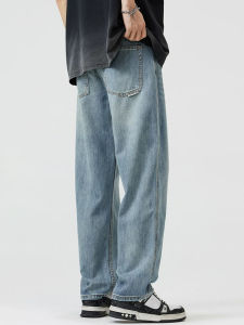 Ripped Lightweight Mens Jeans Light Color Loose Straight Leg