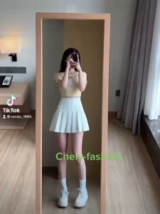 Chân Váy Xếp Ly Ngắn Lưng Cao Có Quần Bảo Hộ / Chân Váy Tennis Trơn