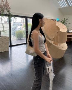 แฮนด์เมด CottonLab รักแร้กระเป๋าไนลอน ซิป กระเป๋าถือสีบริสุทธิ์สไตล์นักออกแบบ น่ารัก ขนาดกะทัดรัด นุ่ม พับได้ ลำลอง ใช้