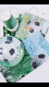 JomParty Football Soccer Theme Birthday Banner Balloons Plate Cake Topper Cupcake Set Hari Jadi Tema Sukan Bola Sepak