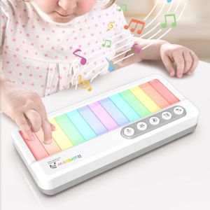 Rainbow Flashing Piano Toys Electronic Music Toys With 5 Instruments 13 Melody Portable Keyboard Educational Toys For Kids