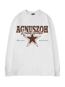 เสื้อยืดคอกลมแขนยาวผ้าฝ้ายแท้พิมพ์ลายตัวอักษรสำหรับผู้ชาย ทรงหลวม แฟชั่นฤดูใบไม้ร่วง ทรงหลวม ทรงหลวม ทรงหลวม