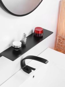 Sincecu Elegant Aluminum Wall-Mounted Floating Shelf for Bathroom and Living Room - Rust-Proof Waterproof Modern Design - 30/40/50cm Shower Organizer - Rust-Proof Bathroom Shelf with Multi-Purpose Storage for Kitchen/Living Room