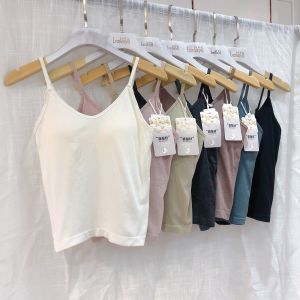 เสื้อกั๊กผ้าไหมลูกไม้ยางยืดแบบบางสำหรับผู้หญิง เสื้อชั้นในแบบมีสายรัด ทรงหลวม แขนกุด คอวี ความยาวปานกลาง ฤดูร้อน 2023