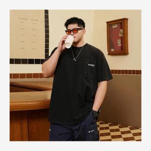 Trendy plus Size Mens T-Shirt Summer Washed Cotton Loose Short Sleeve Breathable Comfortable round Neck Casual Fashion