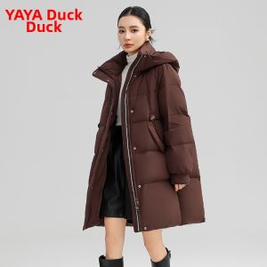 YAYA | Warm Stylish Hooded Full-Length Ladies Down Jacket