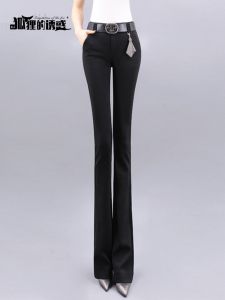 Black High Waist Drapey Flared Pants Autumn New Arrival Professional Suit Casual Pants Slimming Wide Leg Commute Style OL Fashion