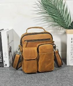 [Da thật] Túi đeo chéo nam da bò thật TD148LD (Nâu sáp) - 100% da thật BH 3 năm