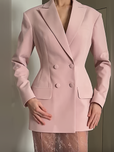 Chic French Style Tailored Suit Jacket And Lace Skirt Set Waist Cinched Lapel Long Sleeve Autumn Fashion Womens Ensemble